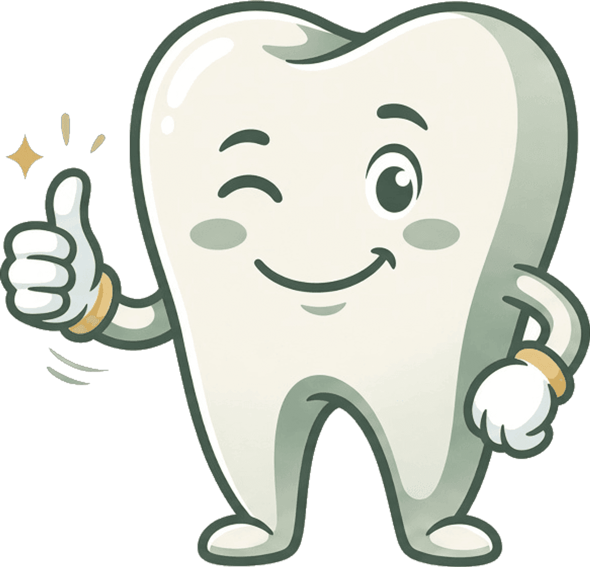 Friendly cartoon tooth mascot giving a thumbs up